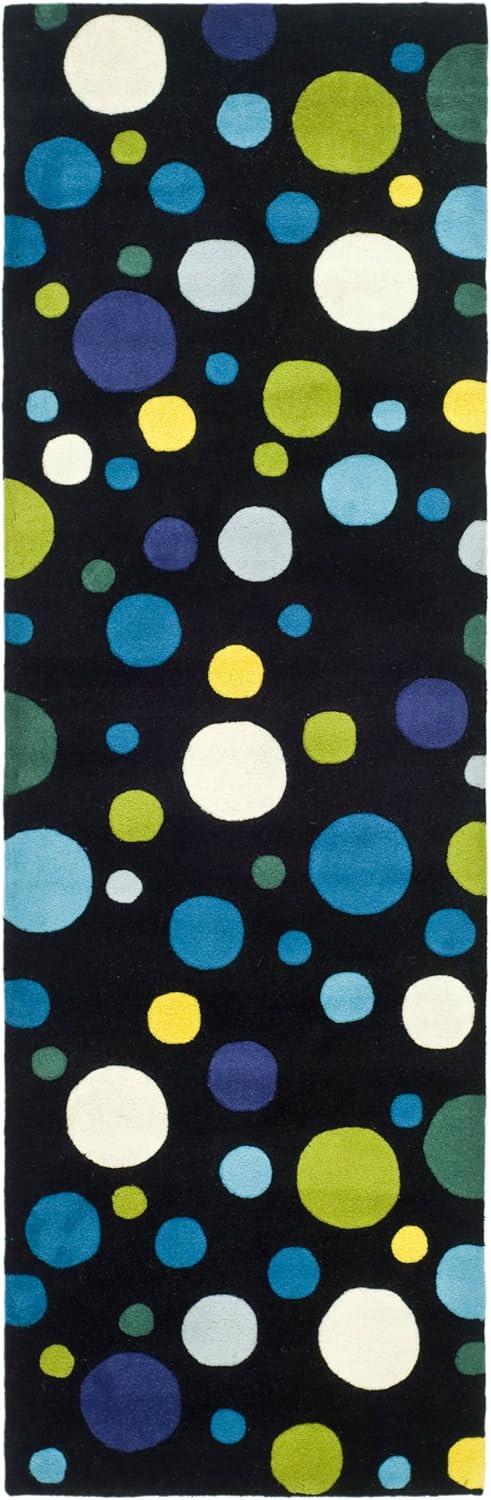 SAFAVIEH Soho Dots Polka Dots Wool Runner Rug, Black/Multi, 2'6" x 8'
