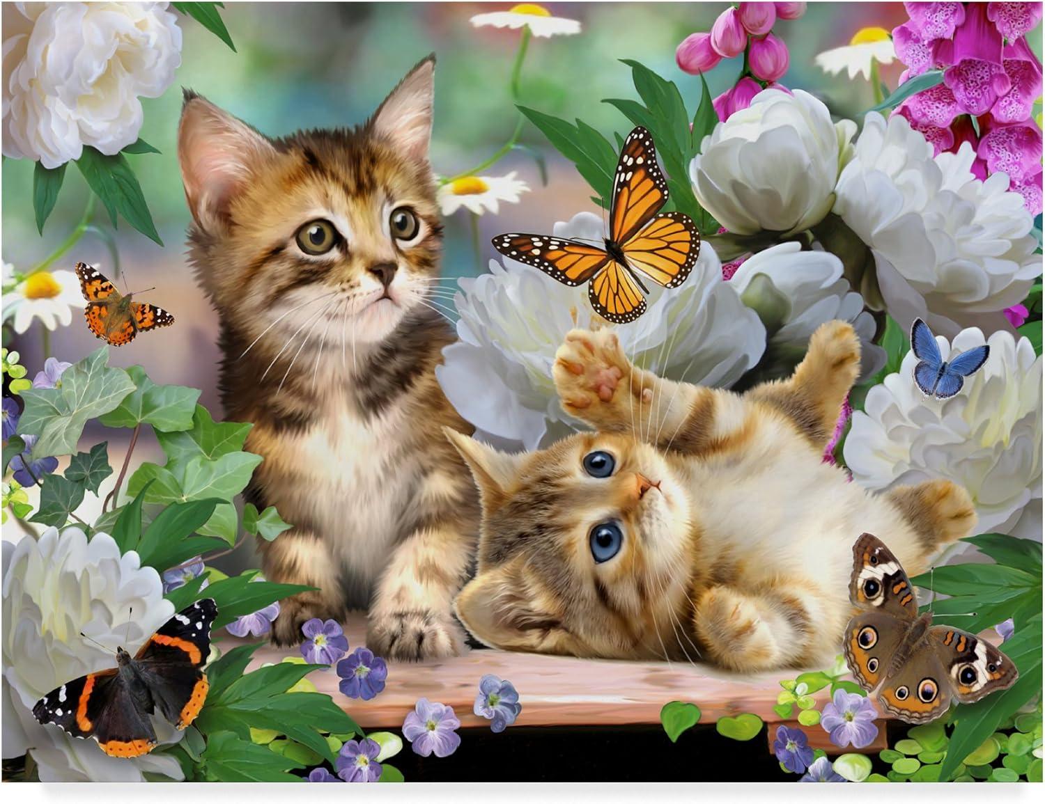 Trademark Fine Art " Kittens And Butterflies " by Howard Robinson