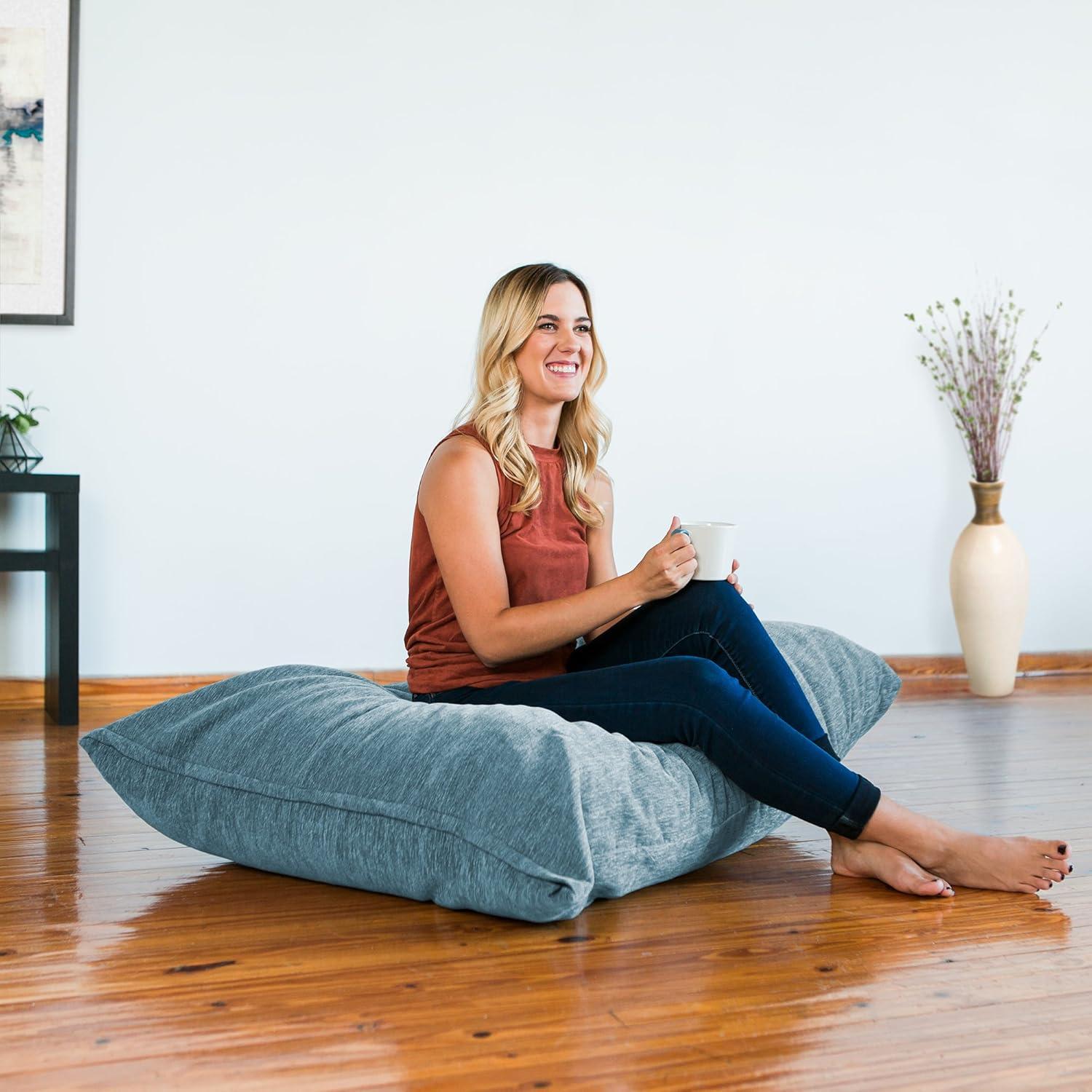 Jaxx Bean Bags Jaxx 3.5-foot Chenille Floor Pillow Bean Bag Lounger Teal