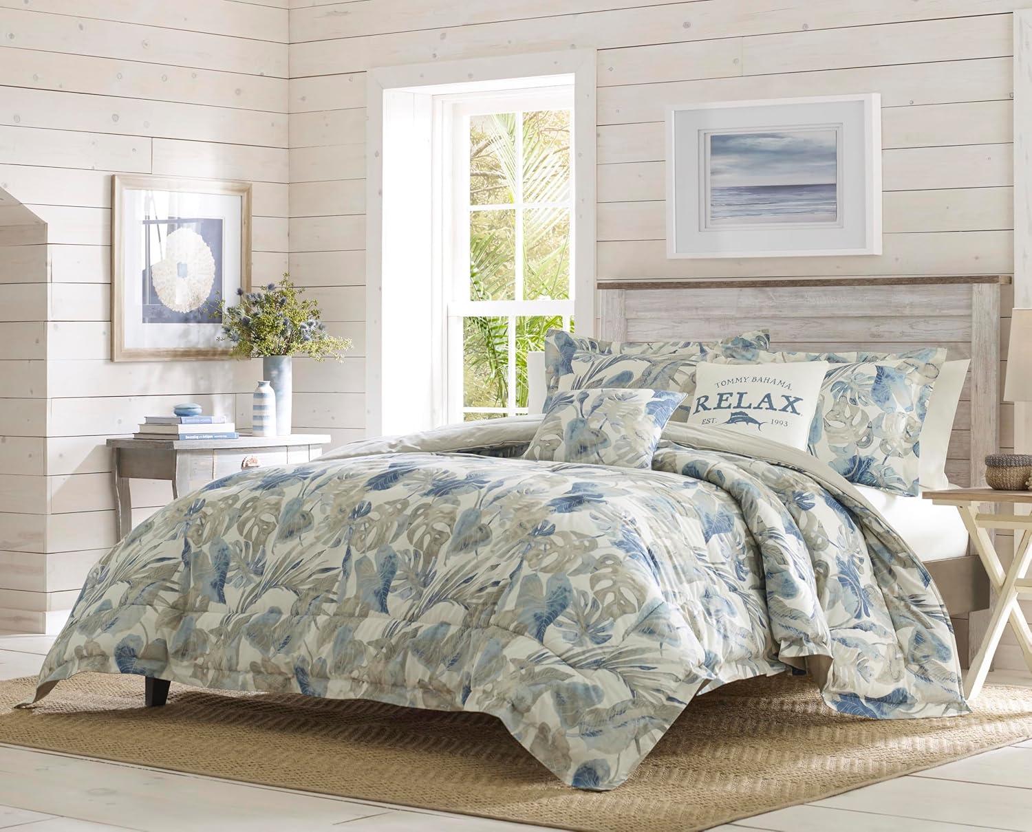 Tommy Bahama Home Tommy Bahama Raw Coast Blue Cotton 5 Piece Comforter Bonus Set
