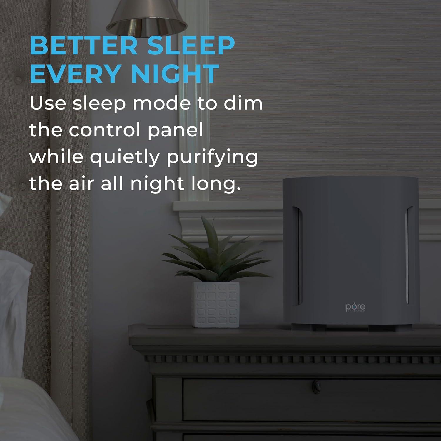 Pure Enrichment Pure Zone 3-in-1 True HEPA Air Filter Mist: Electric Air Purifier, Captures Dust & Smoke, ETL Listed, Gray