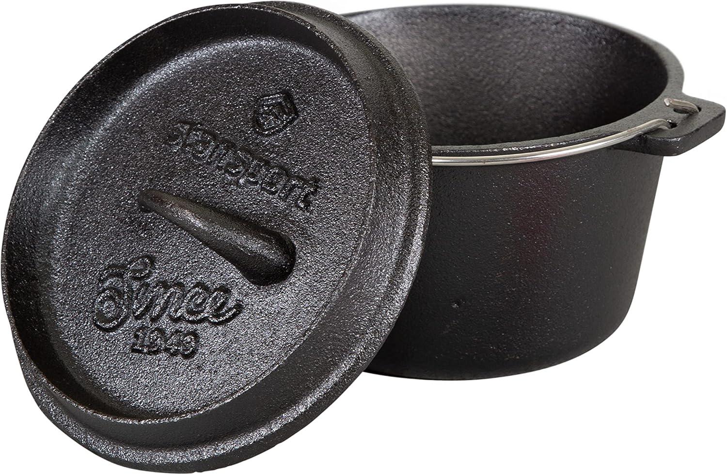 Stansport Preseasoned Cast Iron Flat Bottom Dutch Oven - 1 QT