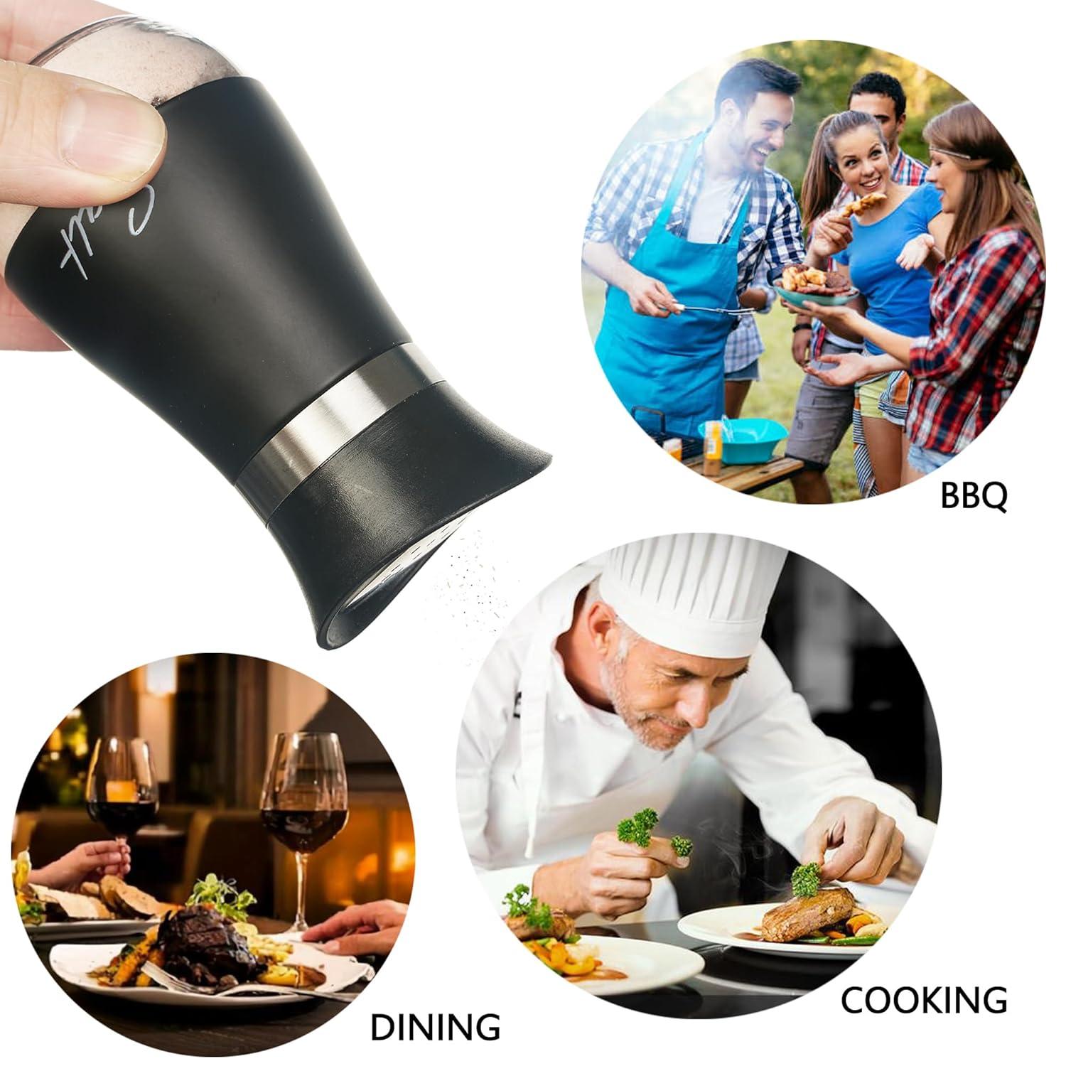 Juvale Stainless Steel Salt and Pepper Shakers Set with Glass Bottom, Perforated "S" and "P" Caps - Modern Kitchen Decor (4oz)