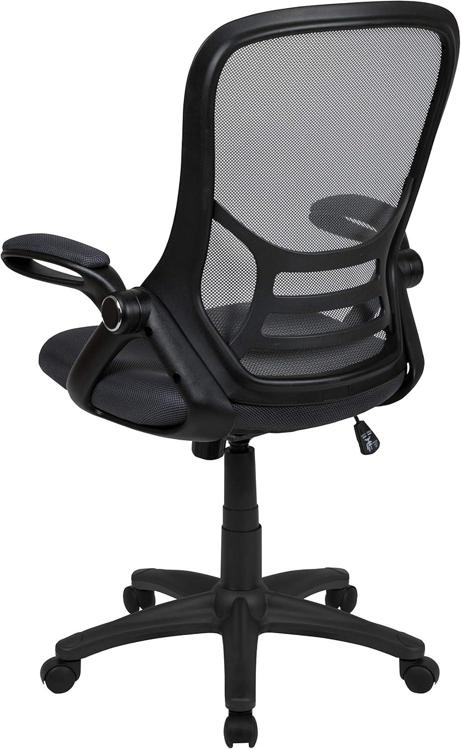 Flash Furniture Porter High Back Dark Gray Mesh Ergonomic Swivel Office Chair with Black Frame and Flip-up Arms