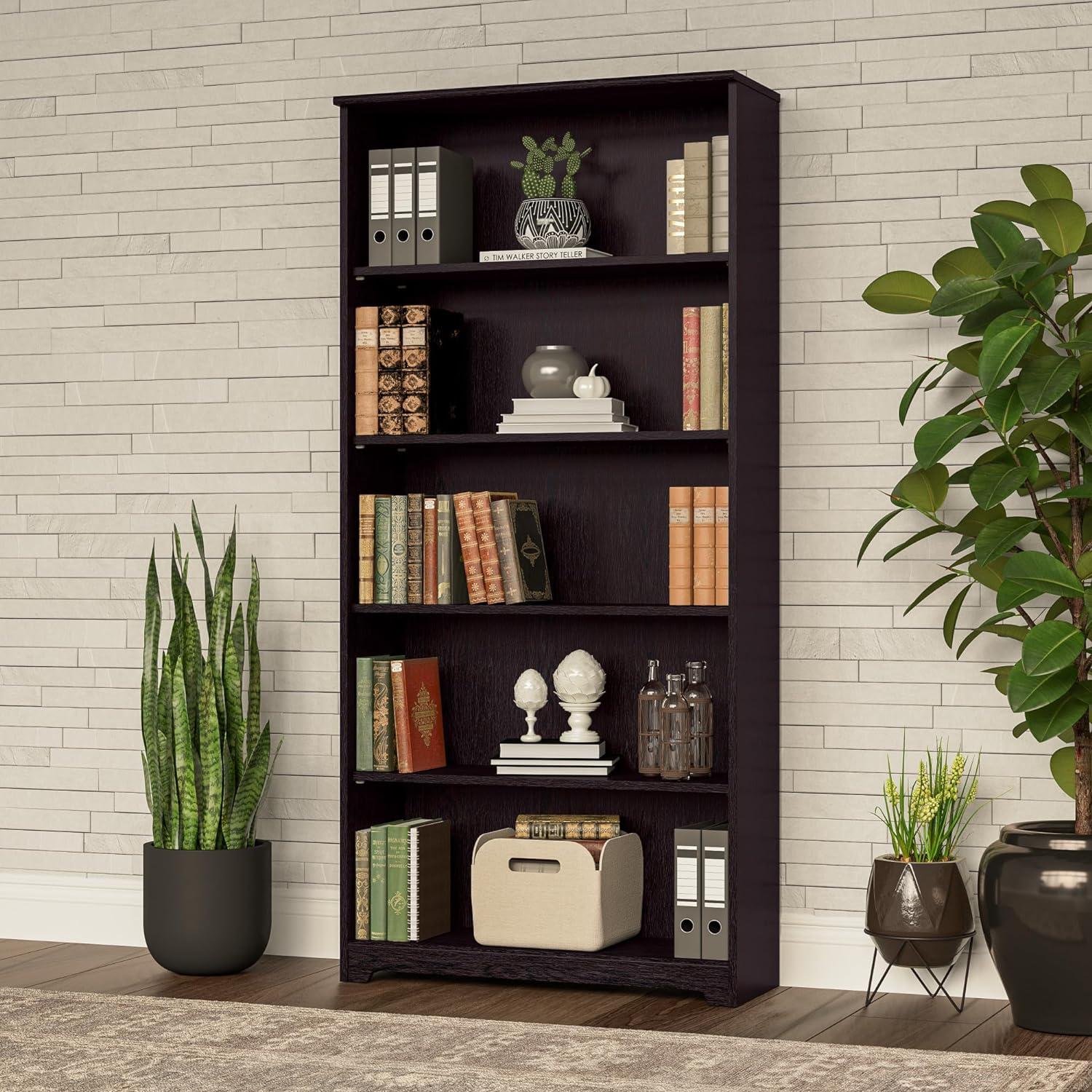 Bush Furniture Cabot Tall 5 Shelf Bookcase, Espresso Oak