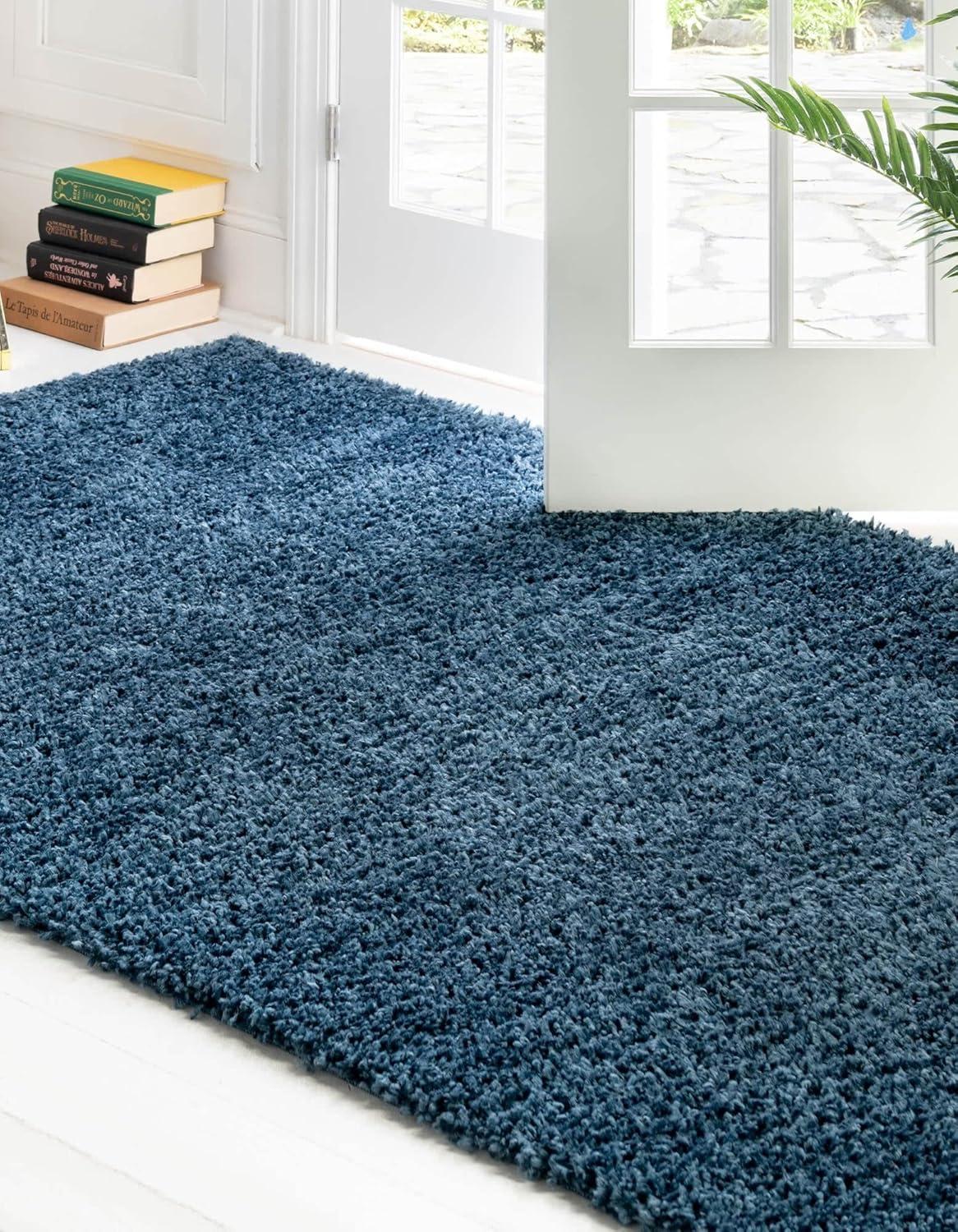 Unique Loom 3' 3 x 5' 3 Davos Shag Marine Blue Area Rug