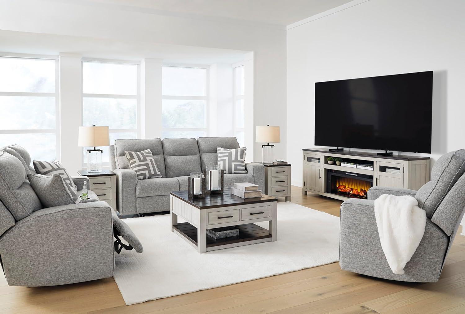 Signature Design by Ashley Biscoe Pewter Power Reclining Loveseat