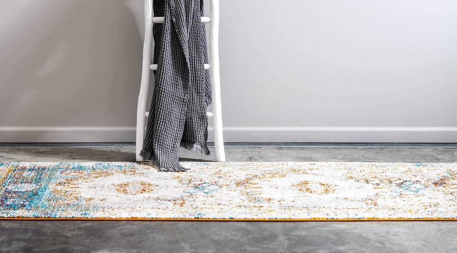Unique Loom Rosso Collection Area Rug - Bellini (2' 7" x 10' Runner Beige/Blue)