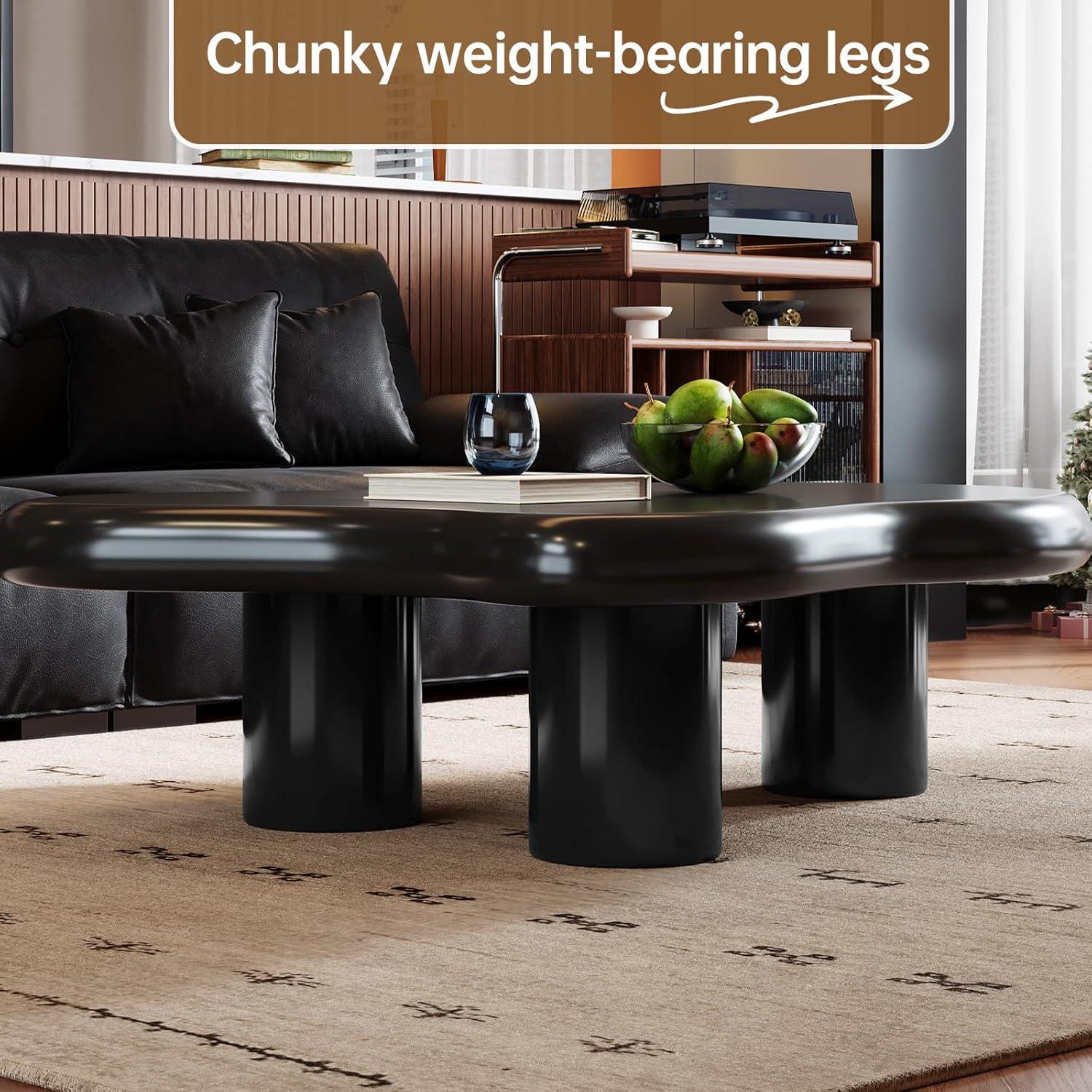 Guyii Cloud Coffee Table, Irregular Coffee Table for Living Room with 3 Legs, White 46.06 Inch