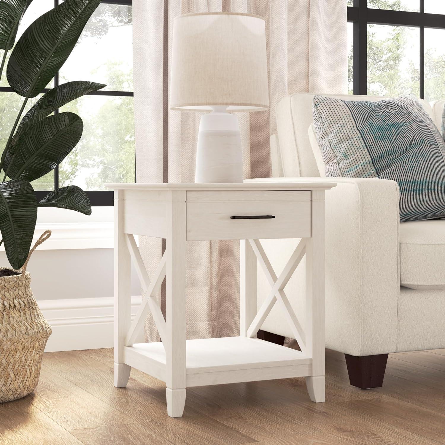 Bush Furniture Key West End Table, Linen White Oak
