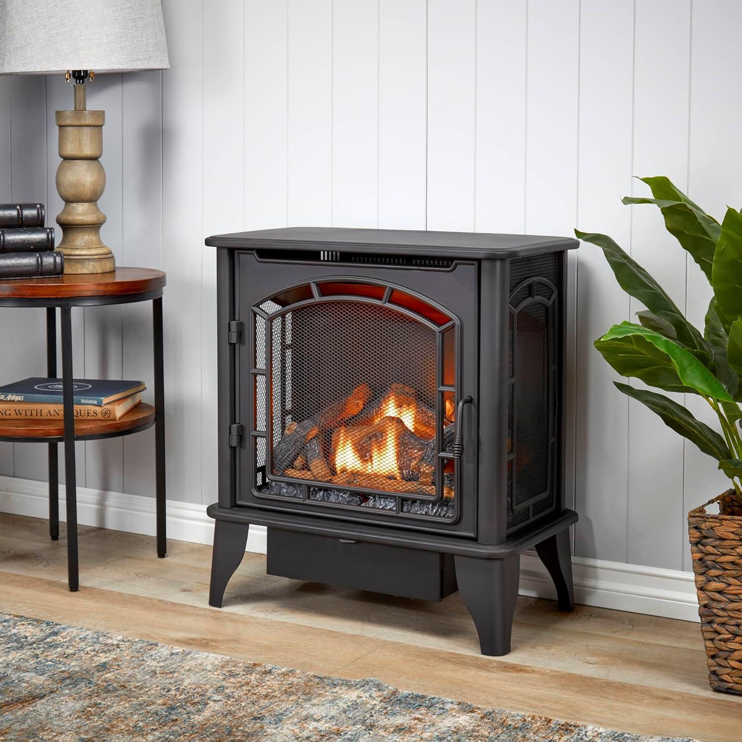 Bluegrass Living Bluegrass Living Panorama Vent Free Dual Fuel 3-Sided Gas Stove - 23,000 BTU, Remote Control, Black Finish - Model# BTSD23RT