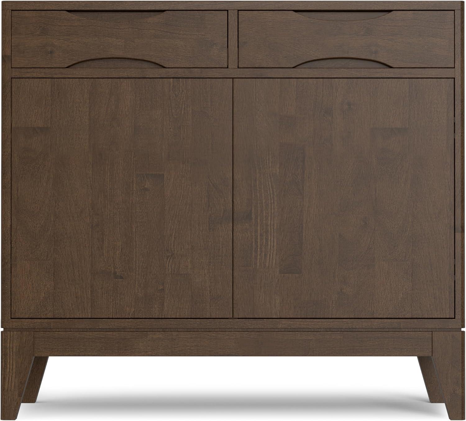 Simpli Home Harper 40"W Solid Wood 2-Shelf Mid-Century Modern Entryway Storage Cabinet with 2 Drawers