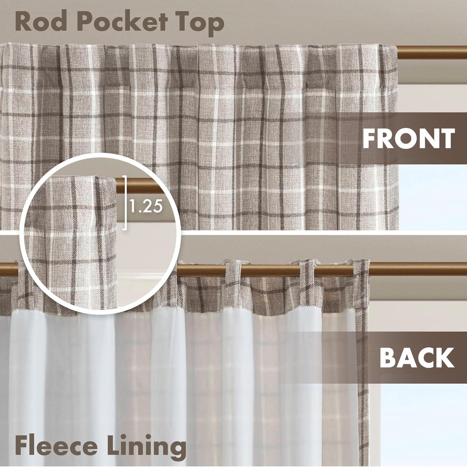 Anaheim Woven Plaid Room Darkening Thermal Fleece Lined Single Curtain Panel