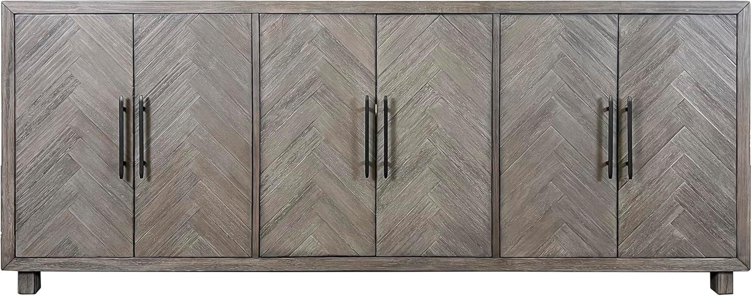 Palisades 90" Six Door TV Stand: Herringbone Pattern, Iron Hardware - Martin Furniture