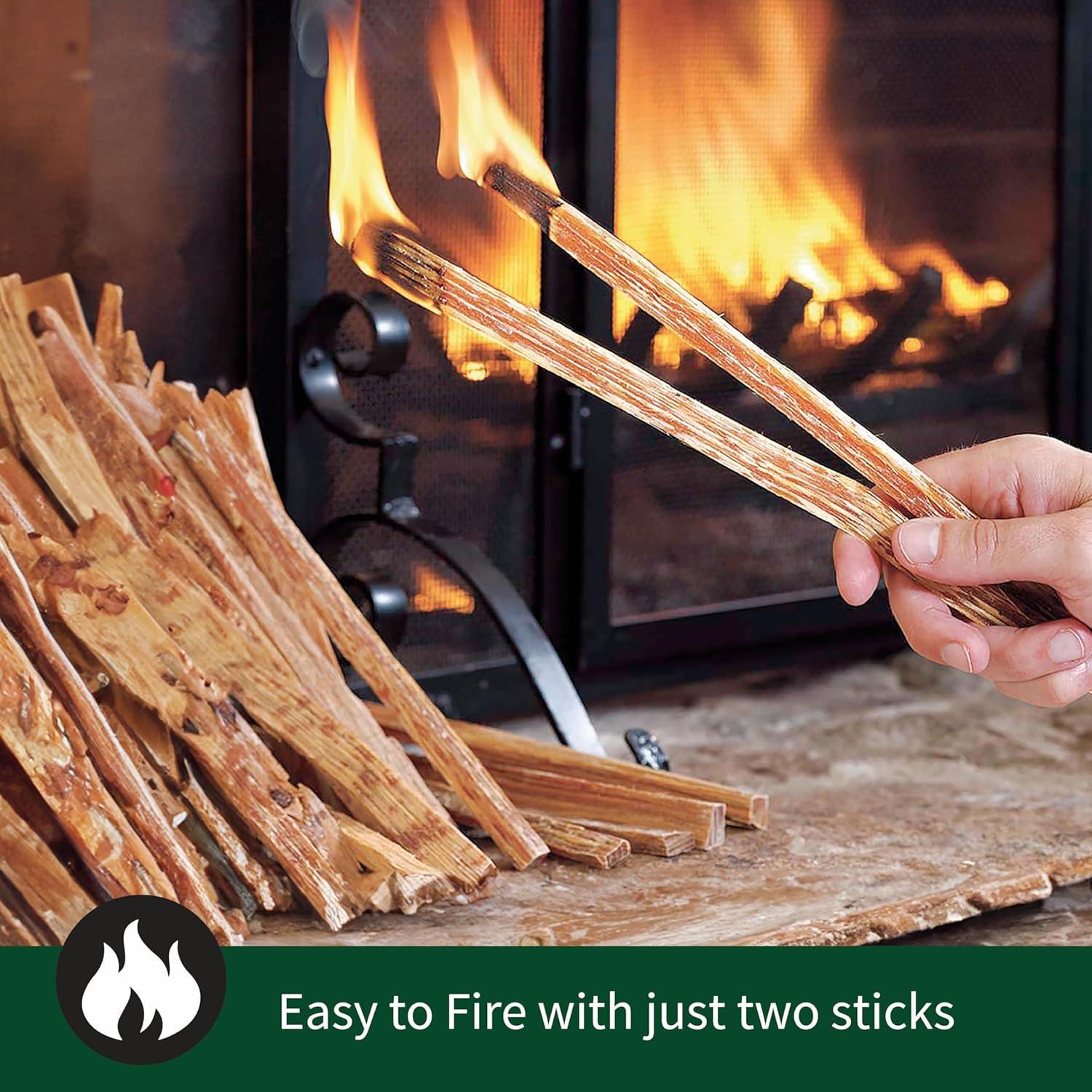 Plow & Hearth 2LBS Fatwood Fire Starter Sticks, Organic Kindling Sticks for Wood Stoves Fireplaces Campfires Fire Pits, Non Toxic