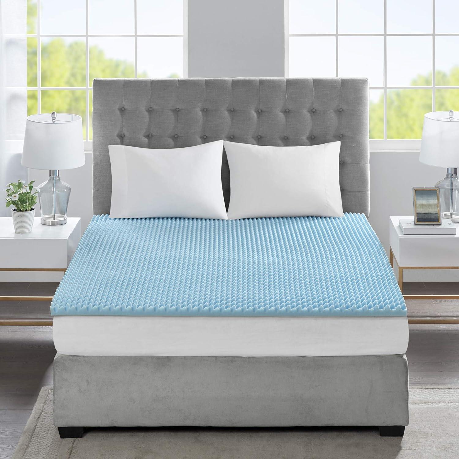 Madison Park 1.5" Gel Memory Foam All Season Reversible Cooling Mattress Topper