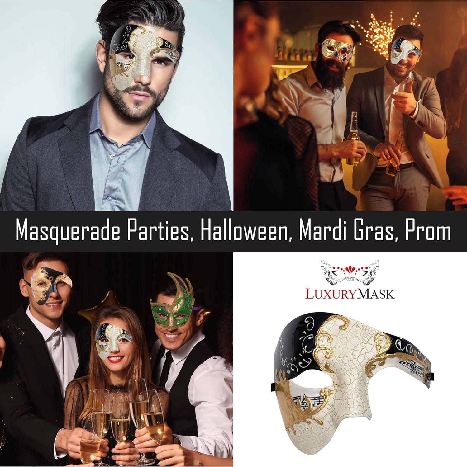 Luxury Mask Vintage Phantom of the Opera Mask ? Venetian Half Face Mask ? Costume Party, Masquerade Ball Carnival Mardi Gras