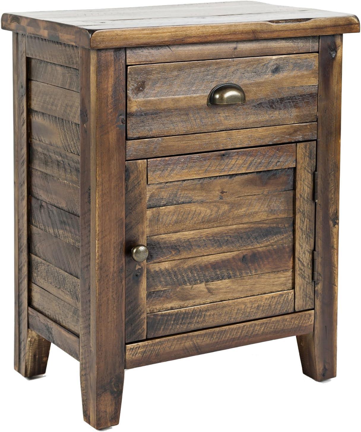 Dakota Oak Rustic Accent Table with Storage Drawer