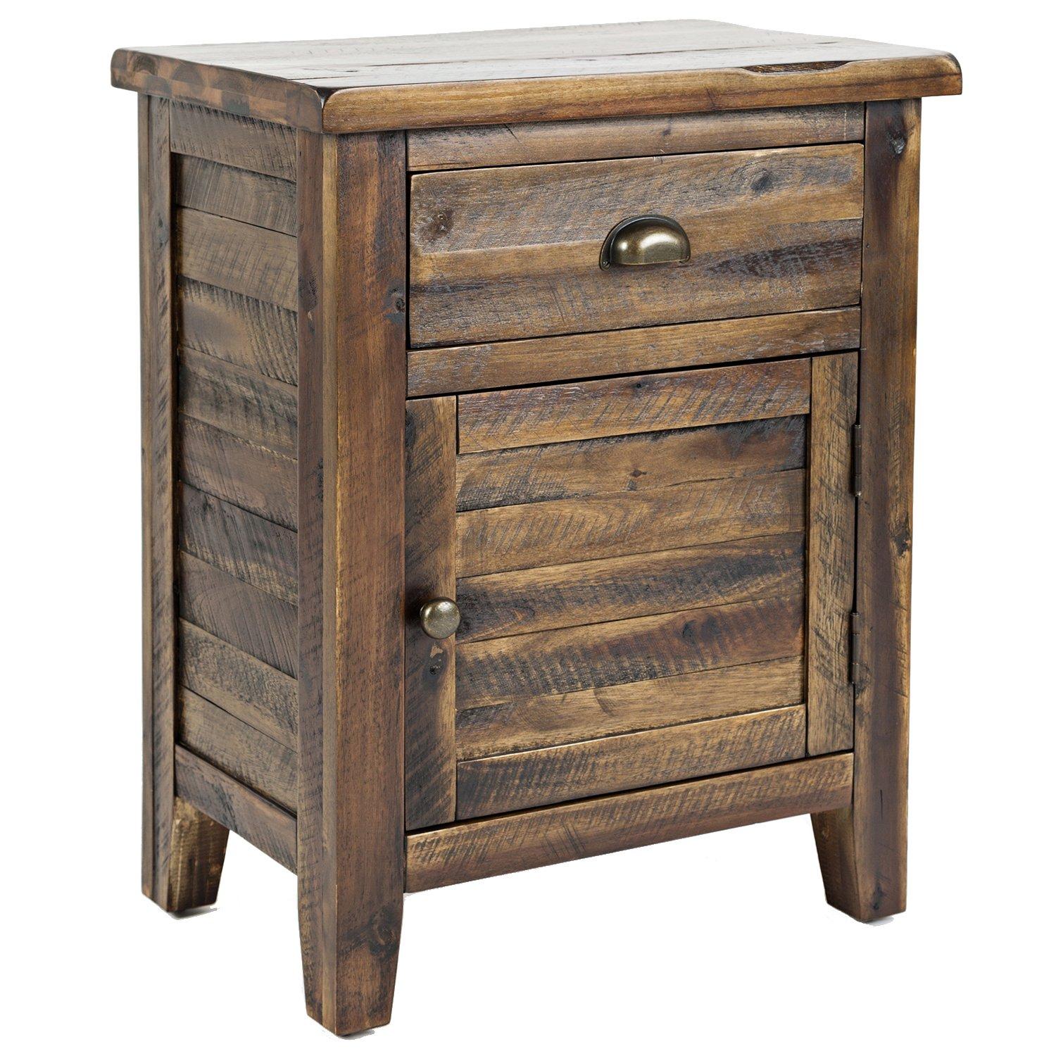 Jofran,Artisan's Craft Rustic Farmhouse Distressed Solid Wood Accent Table- Gray Color