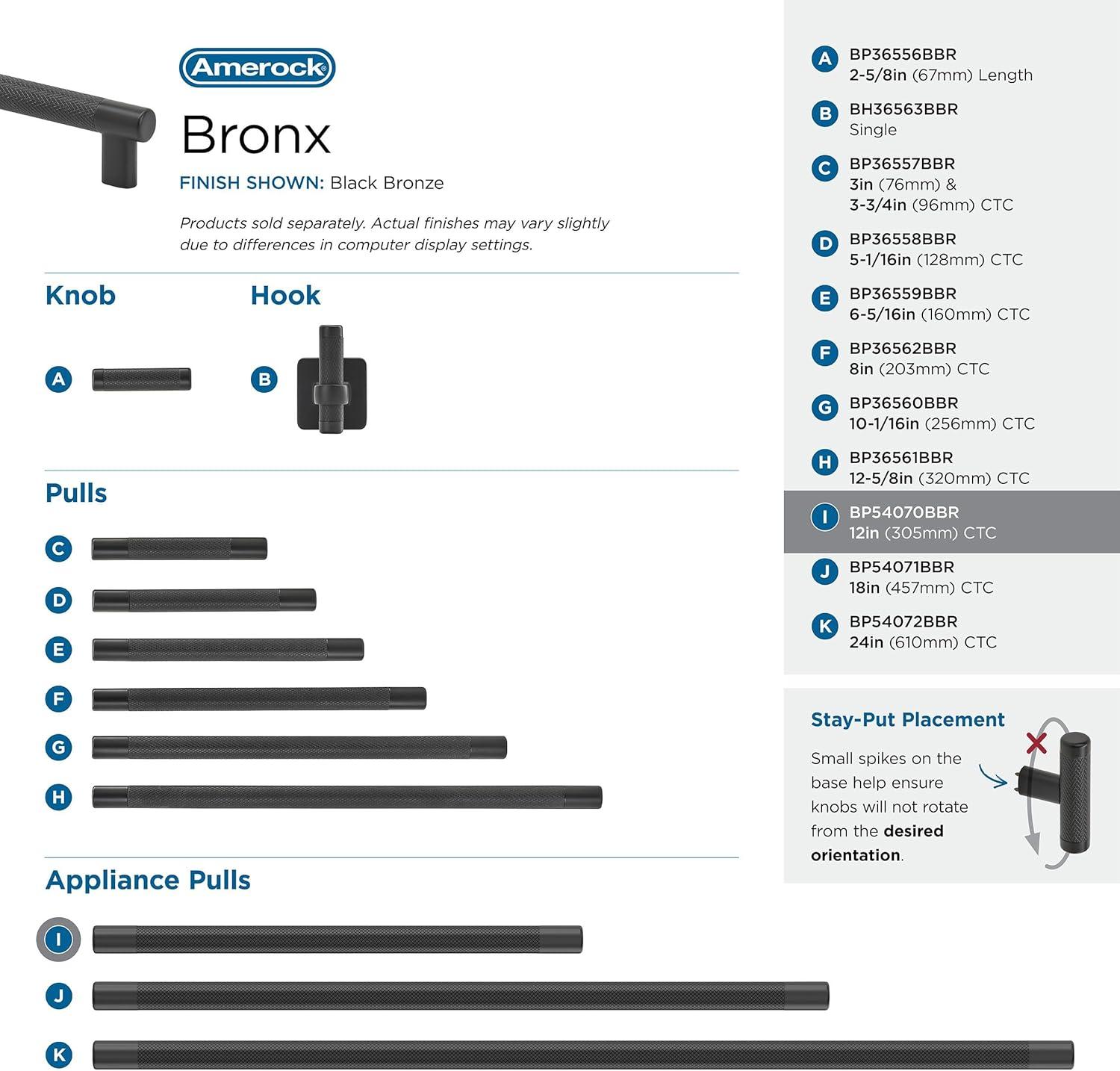 Amerock Bronx 12 inch (305mm) Center-to-Center Black Bronze Appliance Pull