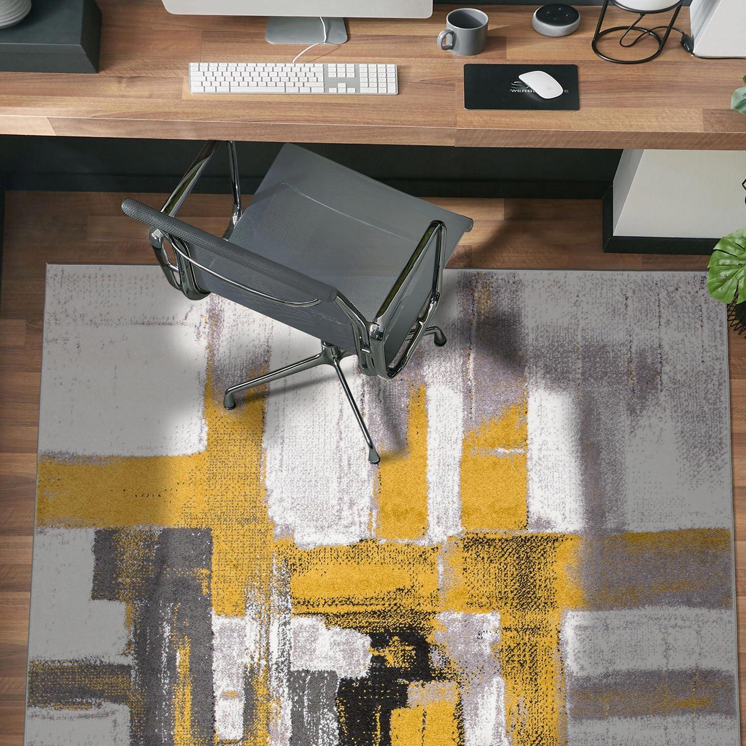 World Rug Gallery Contemporary Modern Abstract Gold 3'3" x 5' Area Rug