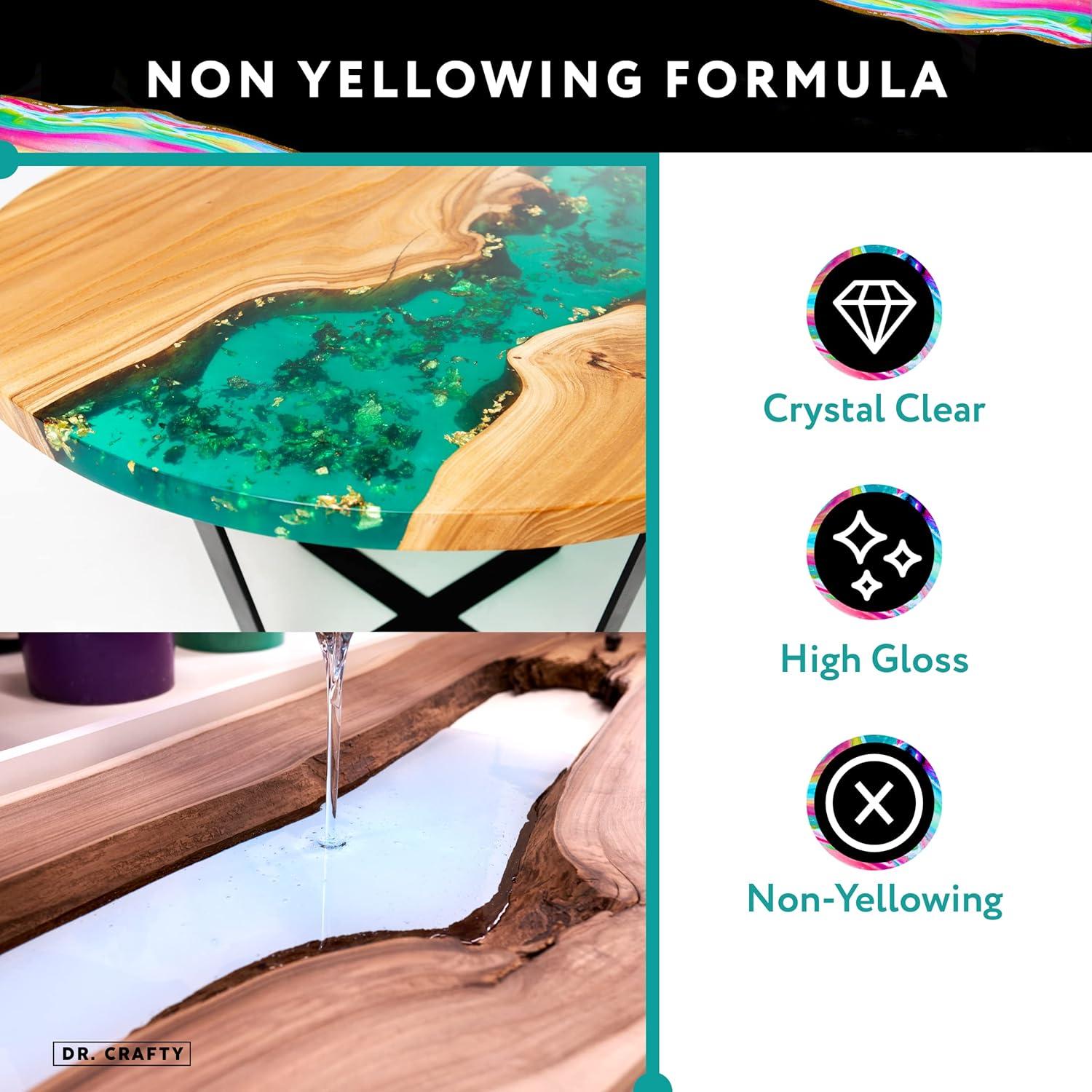 Dr Crafty - Resina Epoxi - Kit de Resina Epoxi - Resina Epoxi de Arte Transparente - Kit de Resina de Fundición para Encimera de Madera Epoxi - 2 Galones