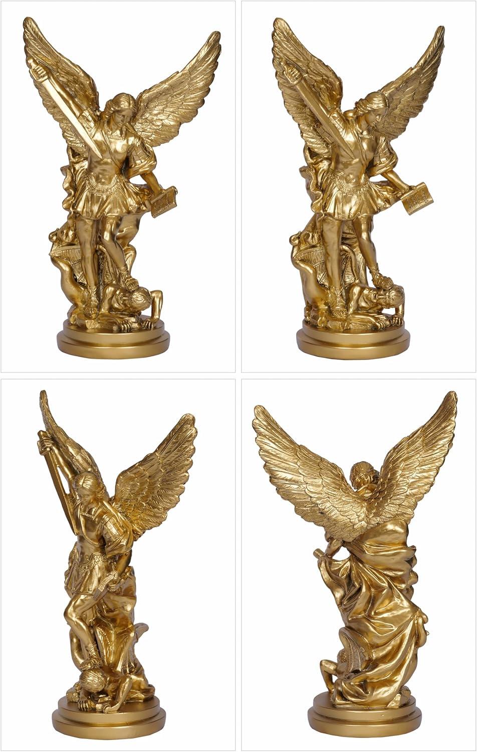 Trinx 12.2In St Michael Archangel Statue San Miguel Arcangel Statue Saint Michael Defeating Satan Michael Angel Statue Collection Figurines St. Michael Bronze Sculpture Archangel Michael Statue