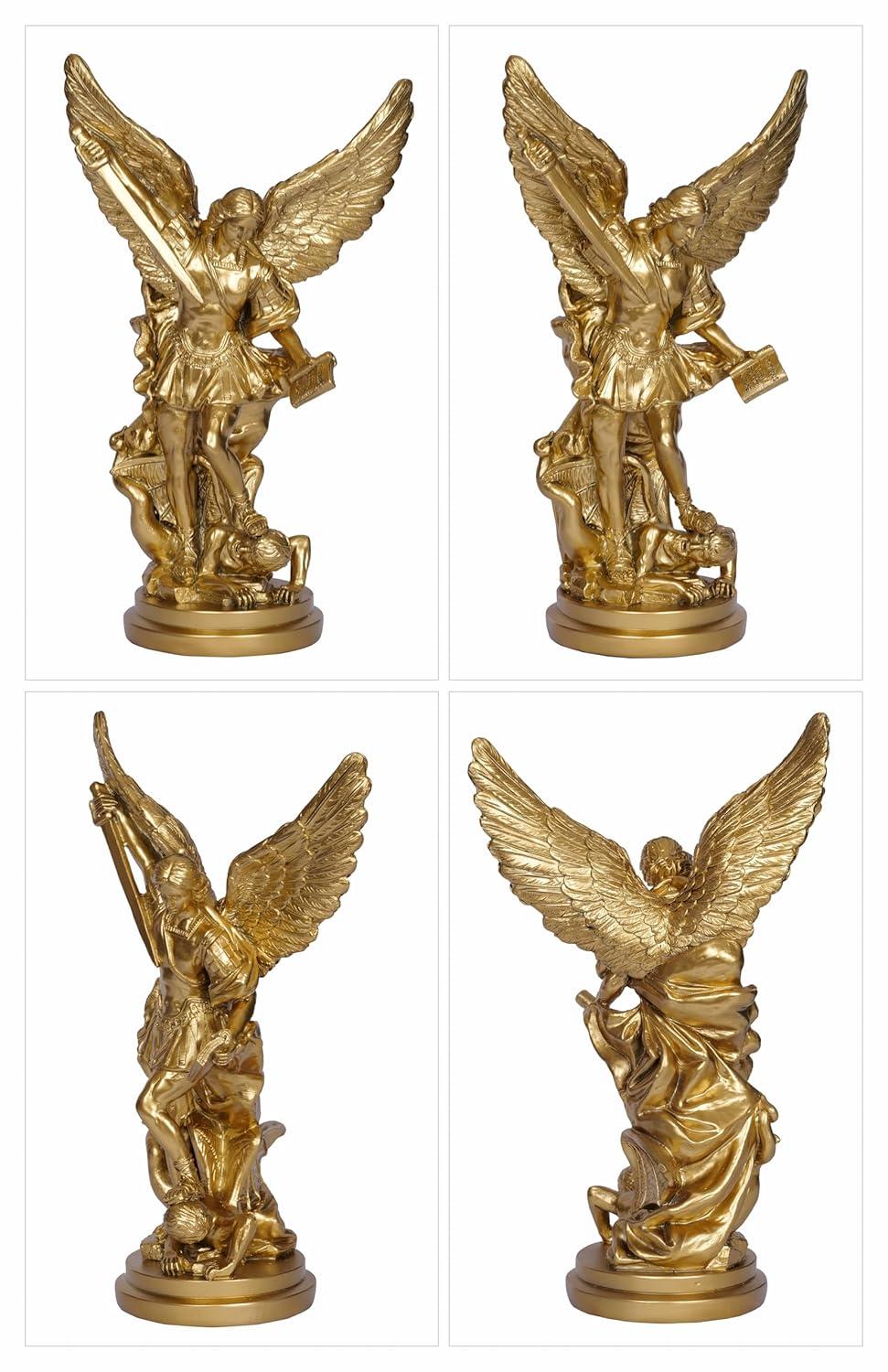 Trinx 12.2In St Michael Archangel Statue San Miguel Arcangel Statue Saint Michael Defeating Satan Michael Angel Statue Collection Figurines St. Michael Bronze Sculpture Archangel Michael Statue