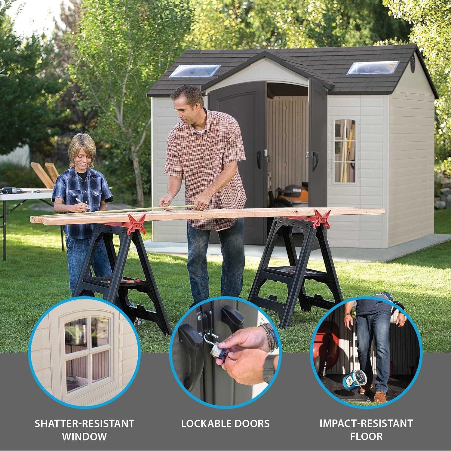 Lifetime Lifetime 10 Ft. x 8 Ft. High-Density Polyethylene (Plastic) Outdoor Storage Shed with Steel-Reinforced Construction