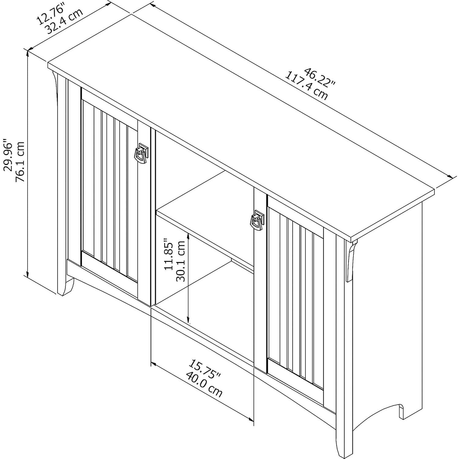 Salinas Accent Storage Cabinet with Doors Gray - Bush Furniture: Mission Style, Tumbled Pewter Hardware