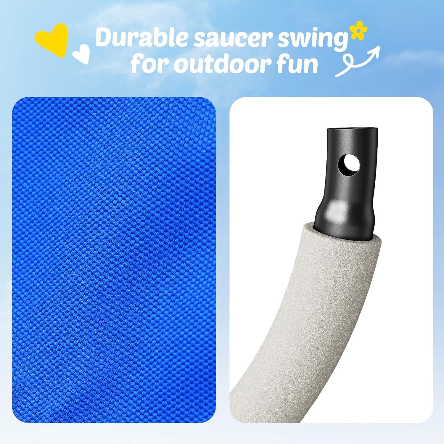 Kids Swing Set, Saucer Swing With Heavy Duty Outdoor A-Frame Metal Swing Stand For Playground Backyard, Style 2