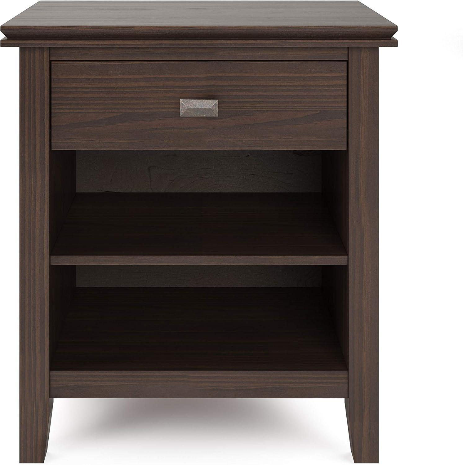 Simpli Home Artisan 24"W Solid Wood Nightstand with Drawer and Shelves