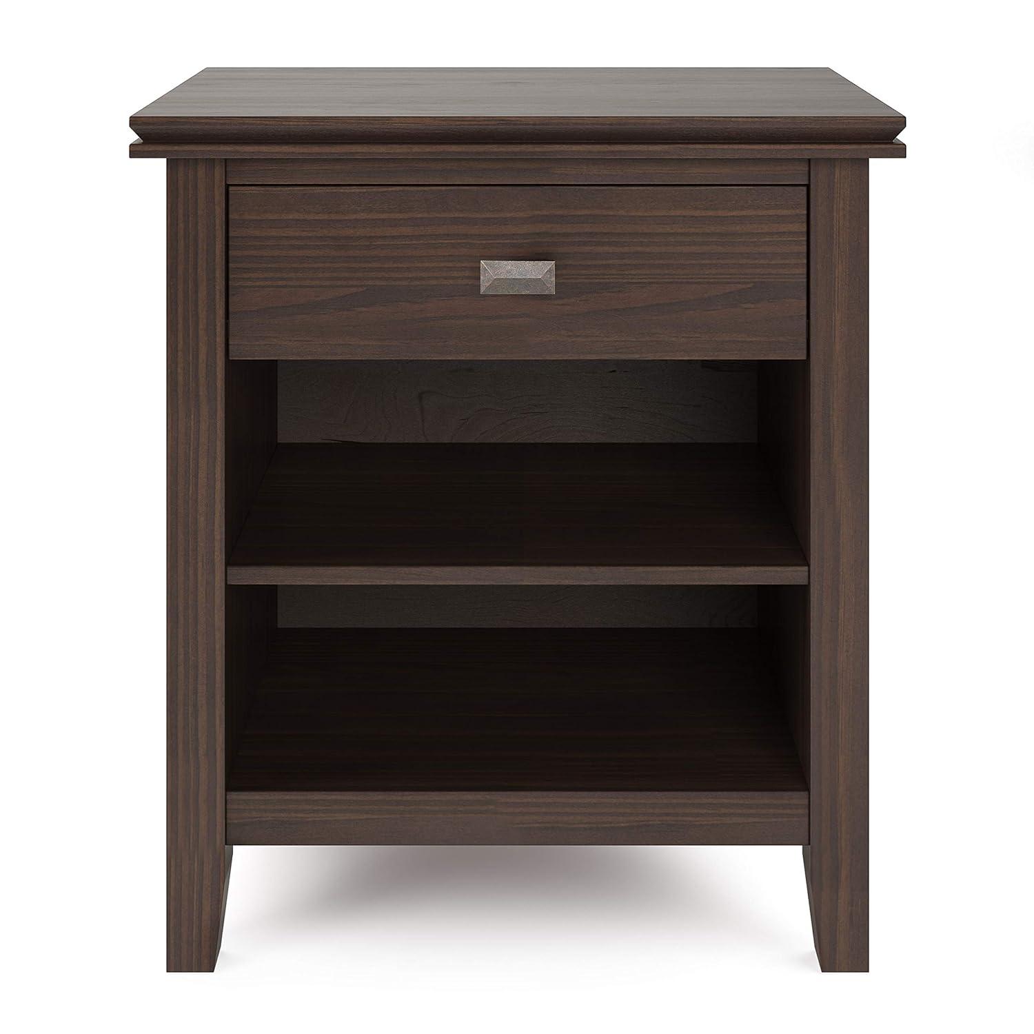 Simpli Home Artisan 24"W Solid Wood Nightstand with Drawer and Shelves