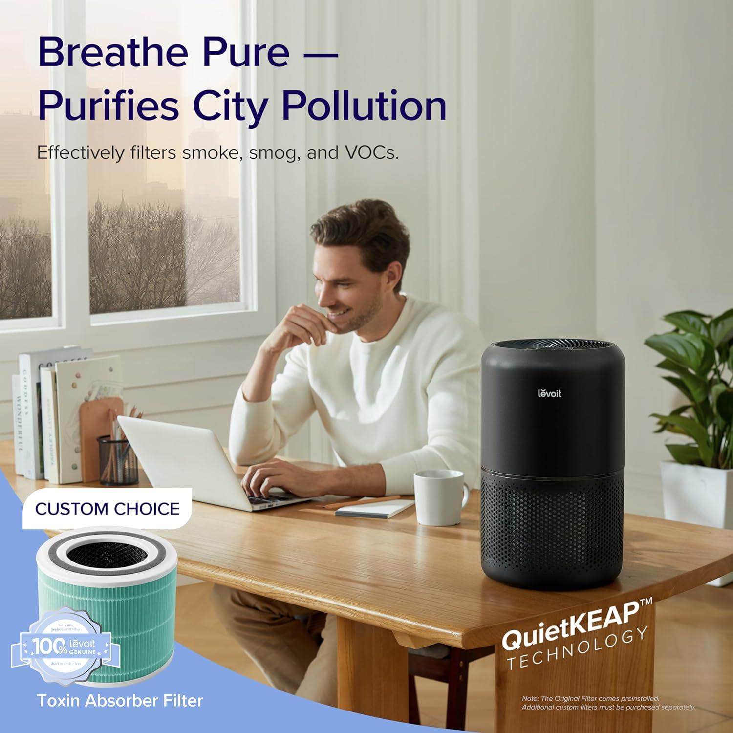 Black HEPA Ionic Odor Absorbing Air Purifier
