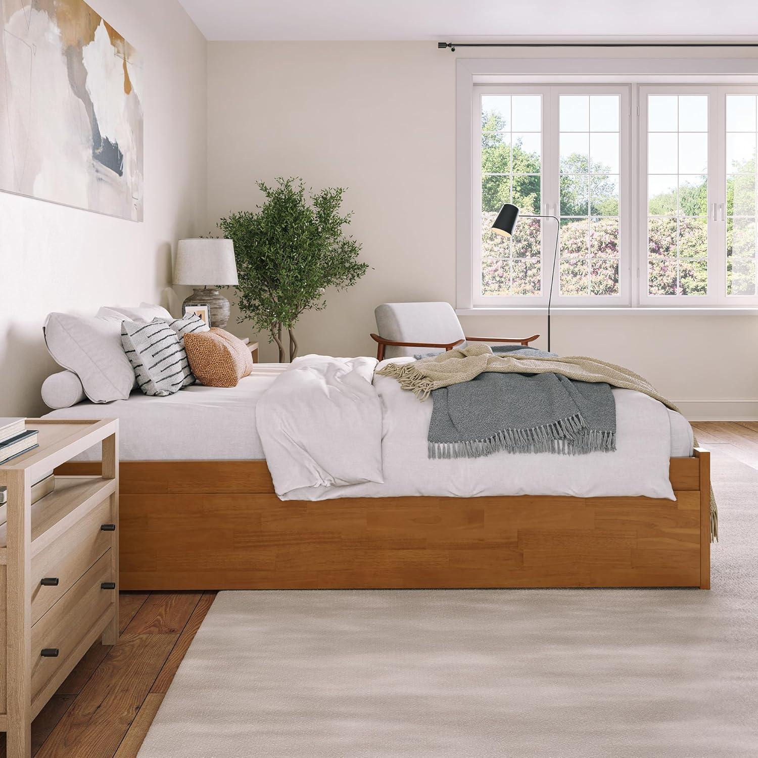 Solid Wood Platform Storage Bed