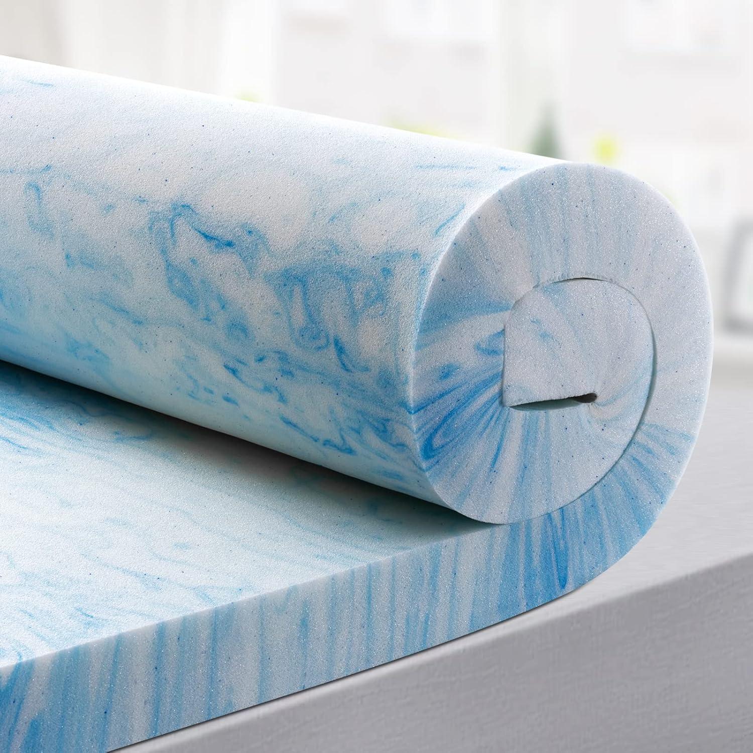 Full Size Blue Gel Memory Foam Mattress Topper