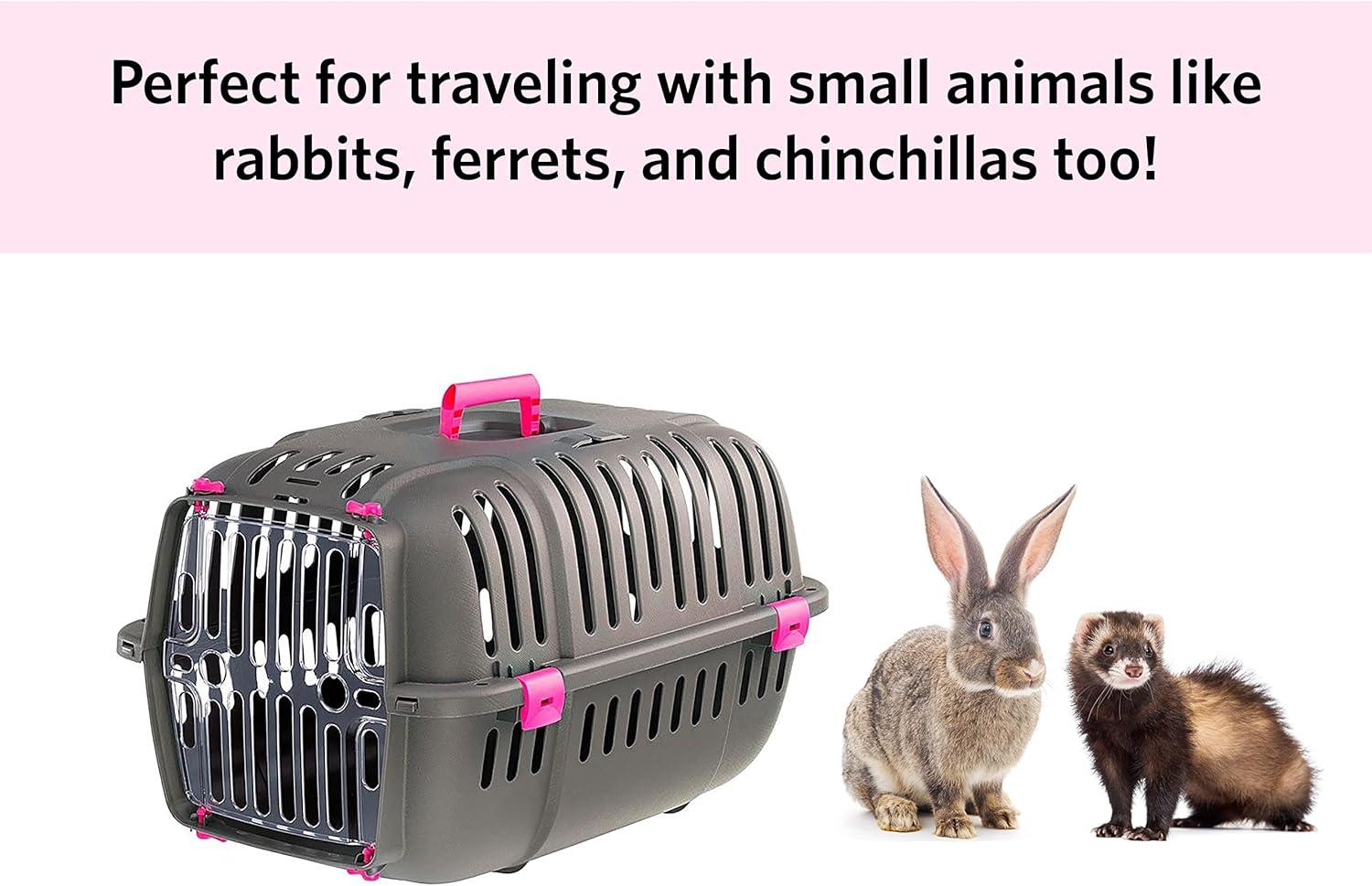 Ferplast Jet Pet Carrier: Value Dog Carrier Suitable for Toy Dog Breeds & Small Cats, 18.51L x 12.6W x 11.42H, Fuchsia