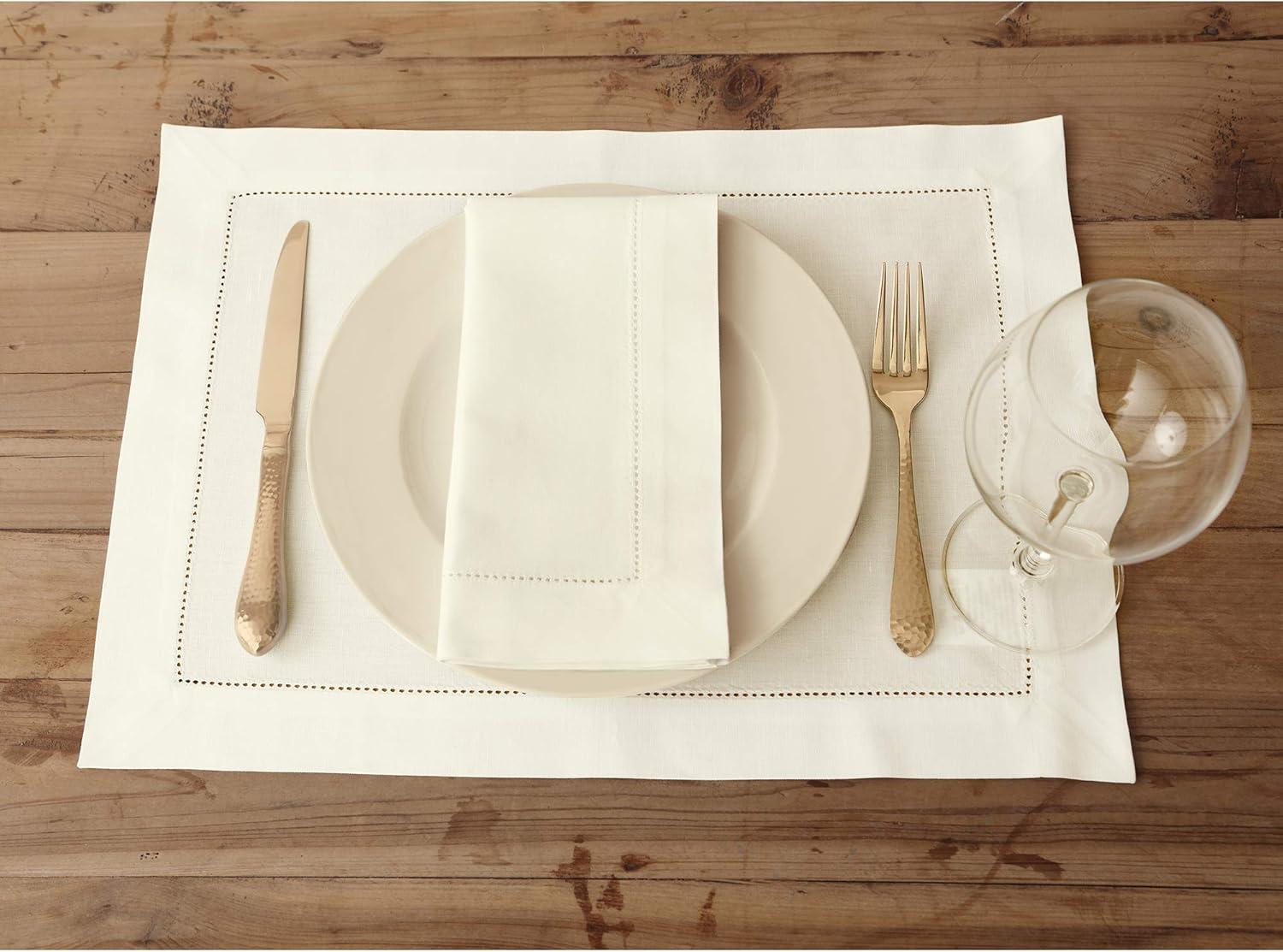 Solino Home Cotton Linen Hemstitch Dinner Napkins (Set of 4)