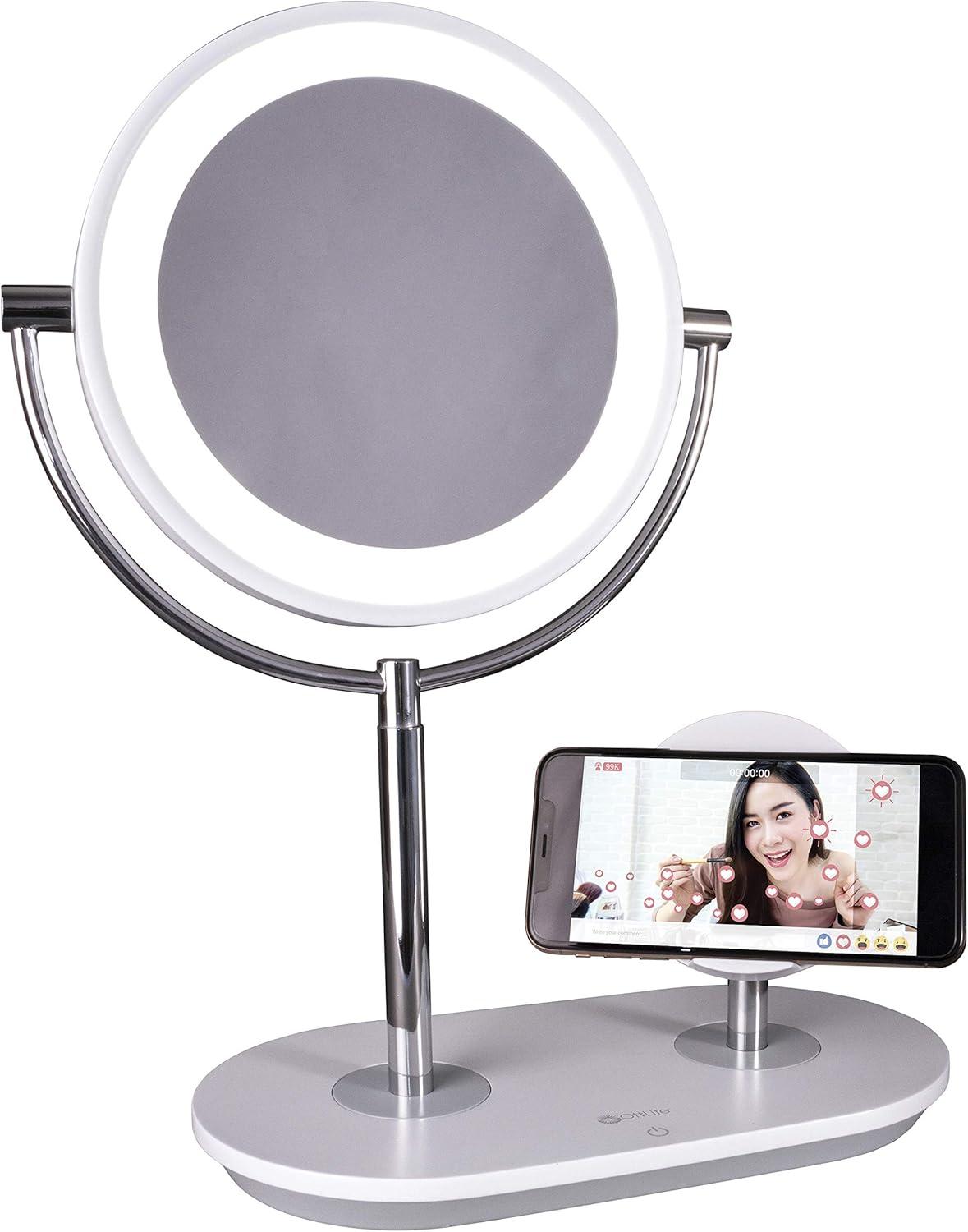ClearSun LED Countertop Makeup Mirror with Wireless Charging