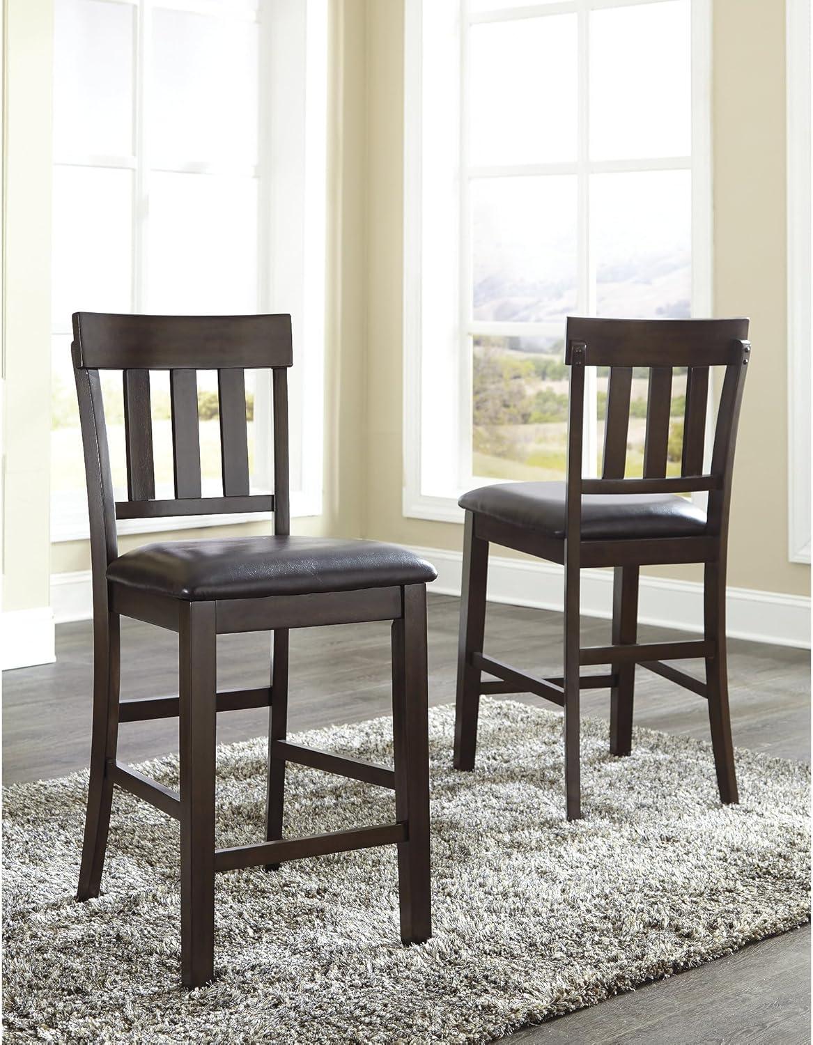 Signature Design by Ashley Haddigan Counter Height Upholstered Barstool, Set of 2, Dark Brown