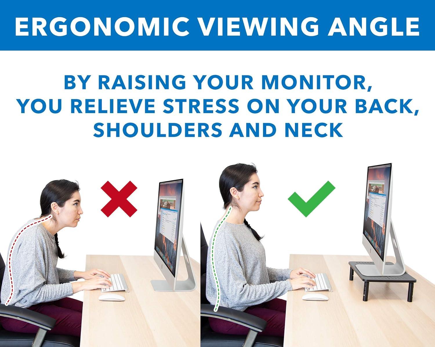 Mount-it Mount-It! Adjustable Monitor Riser | Metal Computer Screen Platform Stand For Desktop Or Laptop
