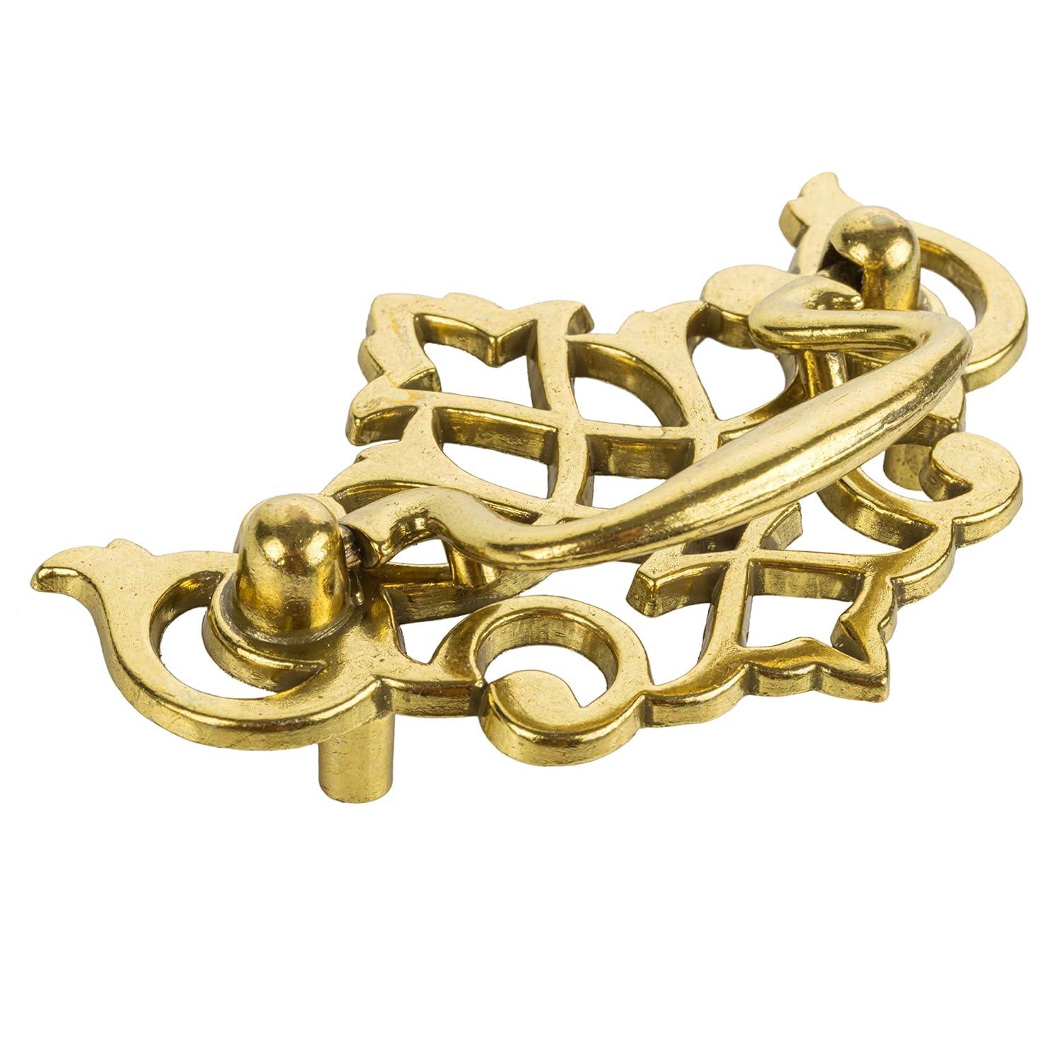 UNIQANTIQ HARDWARE SUPPLY Queen Anne Chippendale Satin Brass Drawer Bail Pull ( Centers: 2-1/2" )