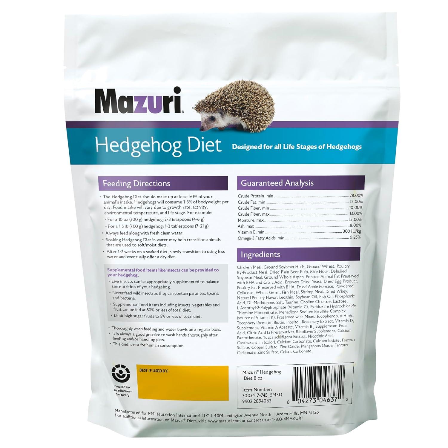 Mazuri | Nutritionally Complete Hedgehog Food | 8 Ounce (8 oz) Bag