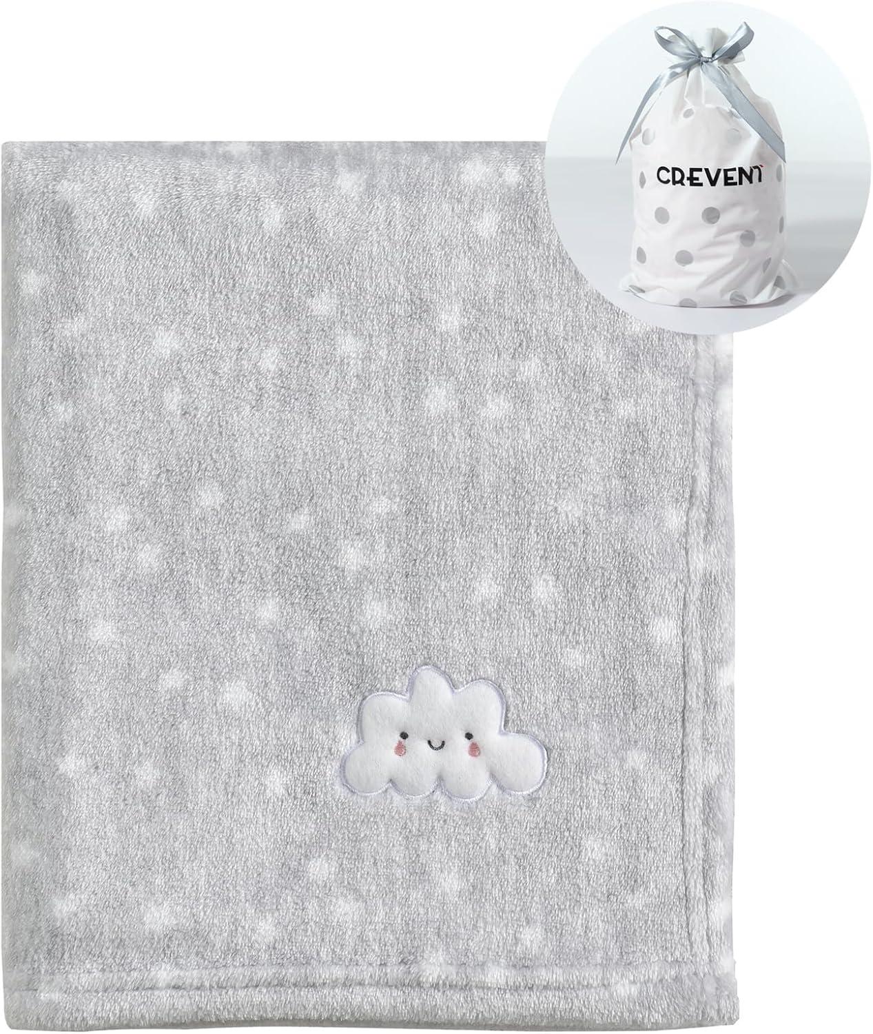 CREVENT 30''X40'' Cute Cozy Fluffy Warm Baby Blanket for Boys Infants Toddlers' Bedding Crib Cot Stroller, Baby Shower Birthday Newborn's Gift - Grey Cloud