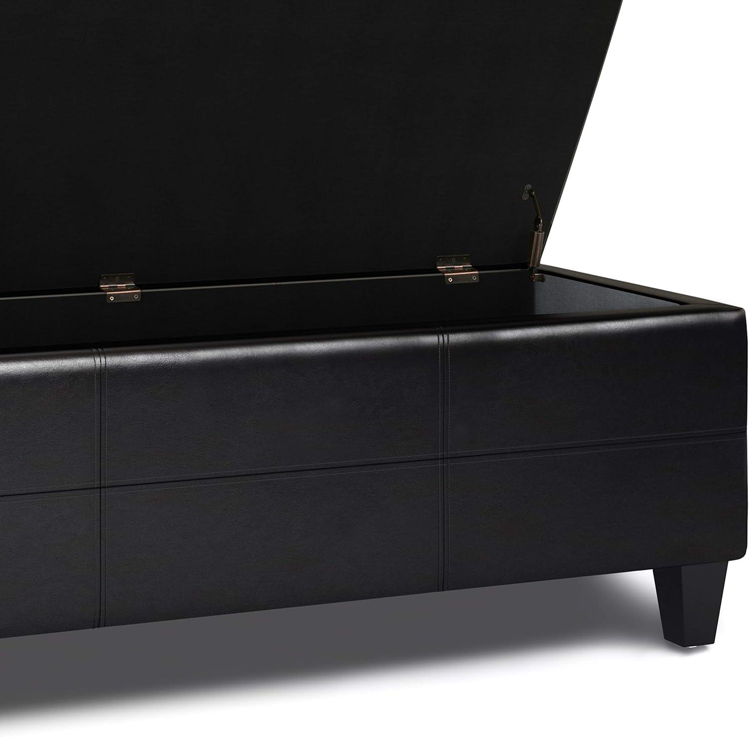 Simpli Home Afton 48"W Vegan Faux Leather Storage Ottoman Bench