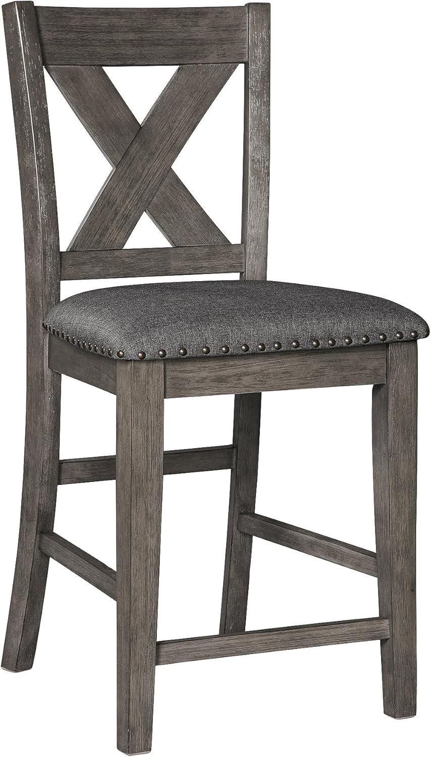 Signature Design By Ashley Caitbrook Rustic 24.63" Counter Height Upholstered Barstool, Set Of 2, Gray