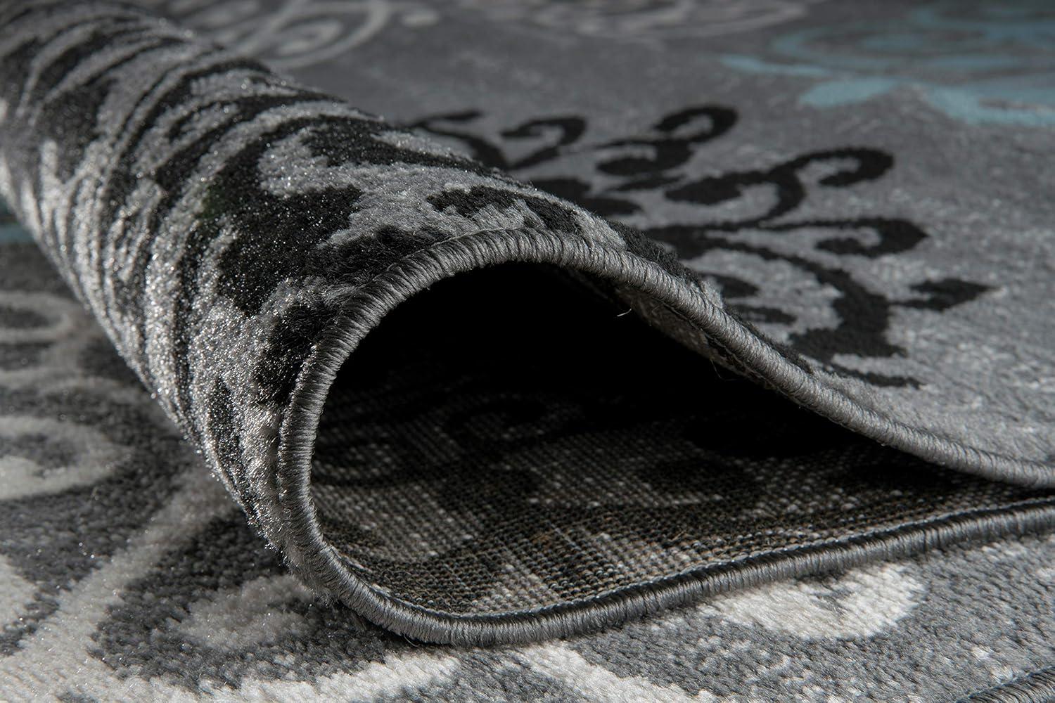 World Rug Gallery Floral Gray 2' x 10' Runner Rug