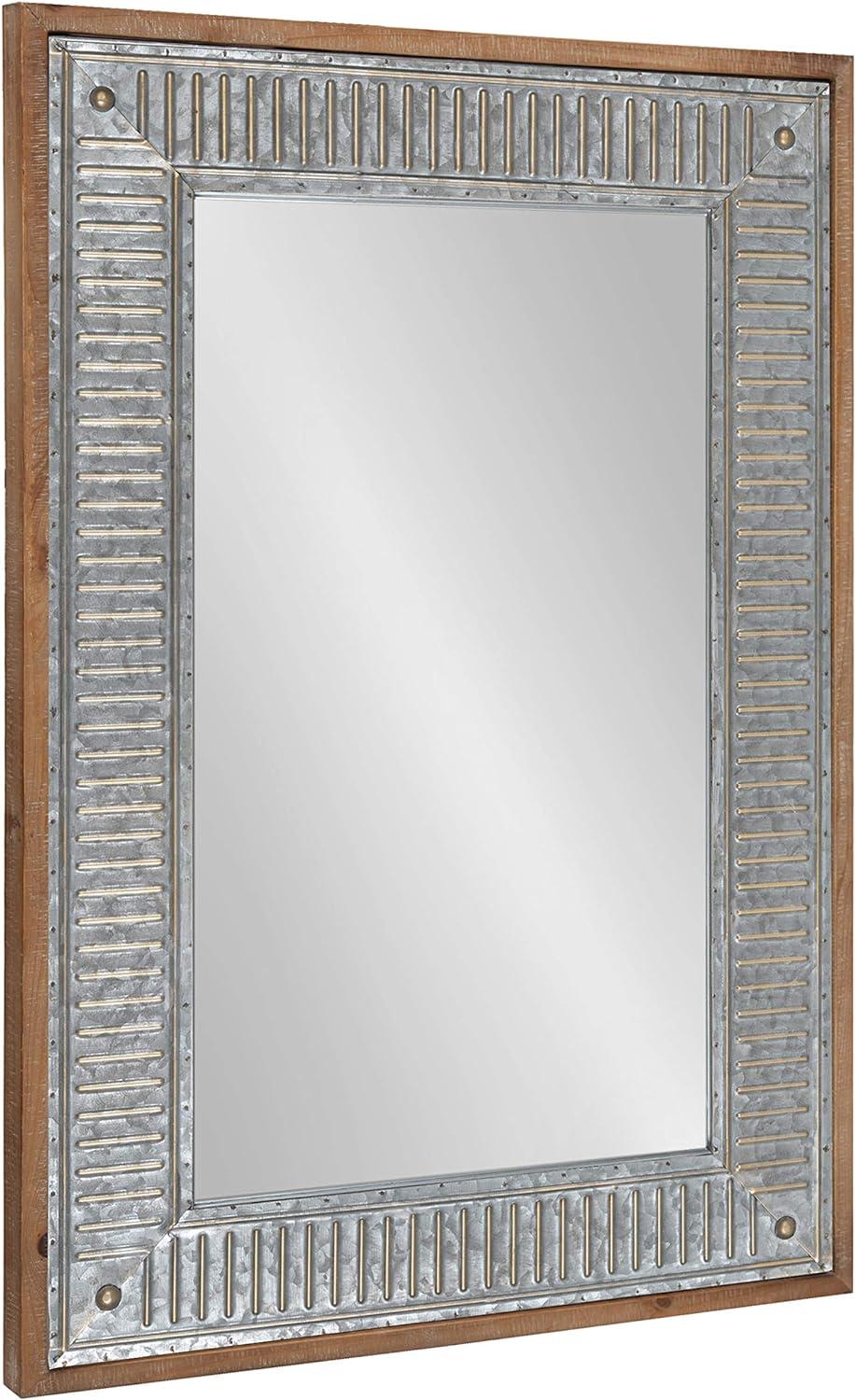 Rustic Brown Wood and Metal Full-Length Rectangular Mirror