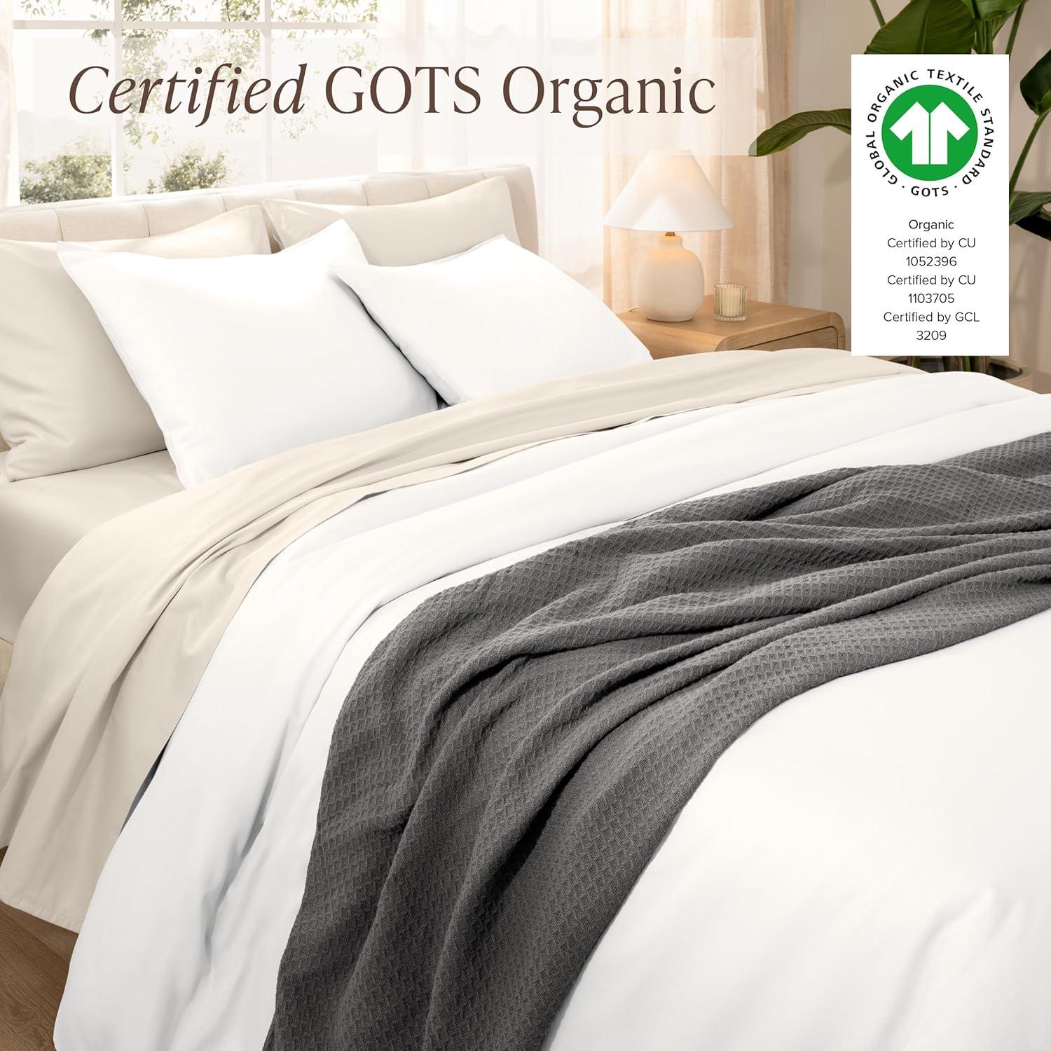 Bare Home 400 Thread Count Organic Cotton Sateen Duvet Cover Set