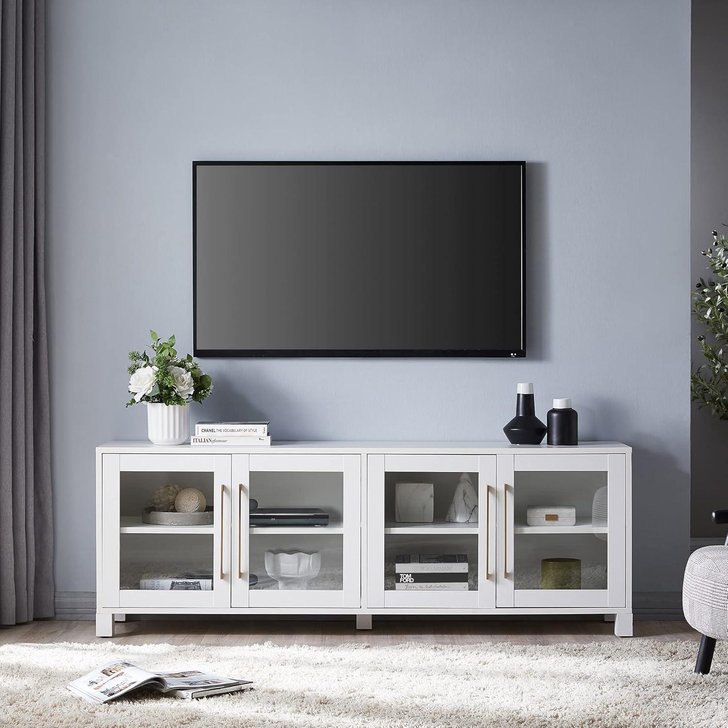 Evelyn&Zoe Quincy Rectangular TV Stand for TV's up to 75", White